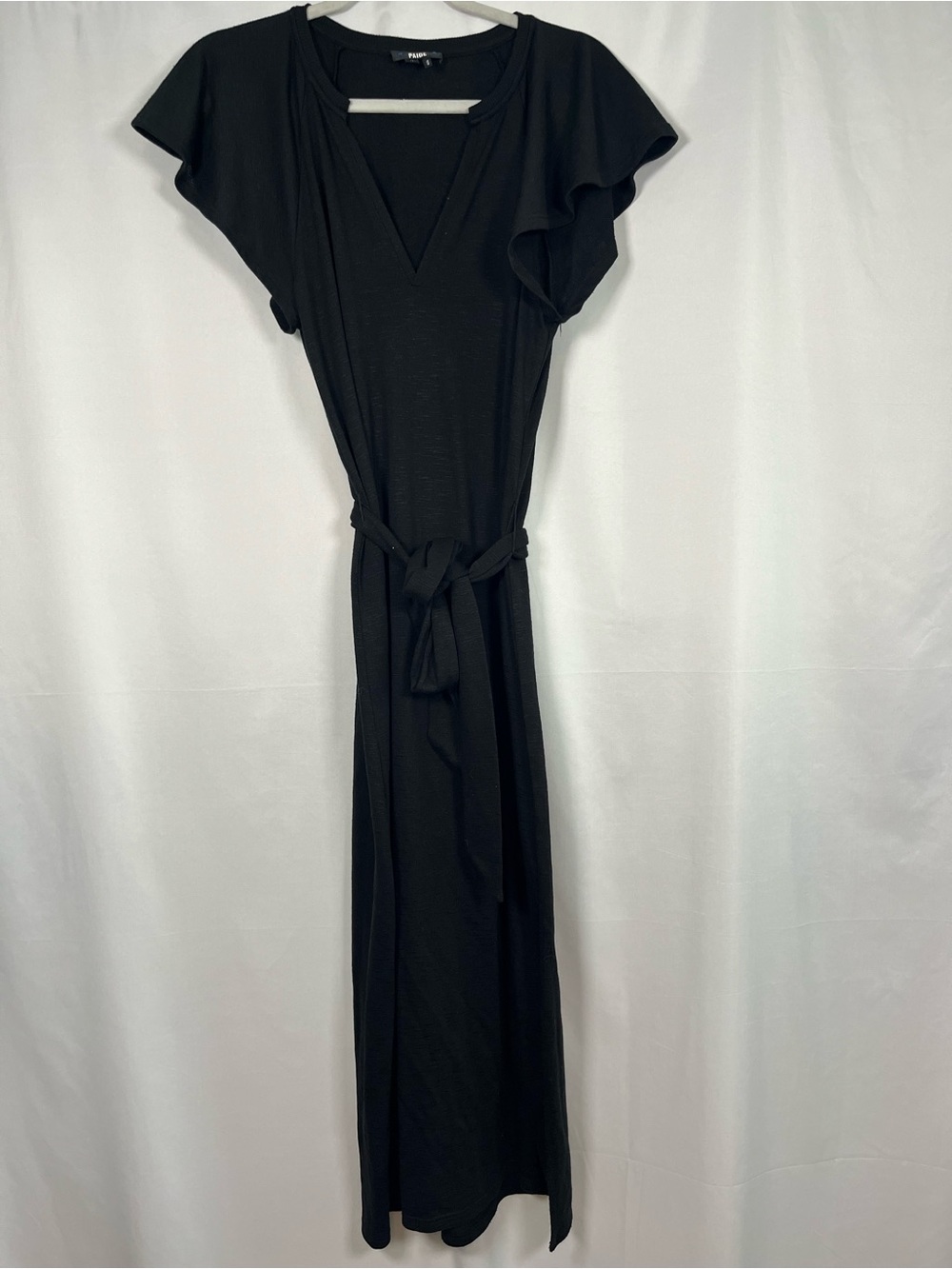 Paige blossom flutter sleeve belted light weight knit midi dress black sz m - Picture 3 of 9